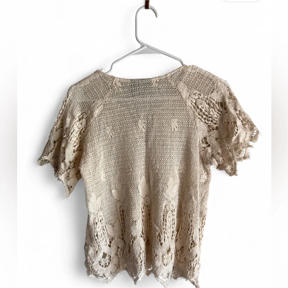 Maeve Anthropologie Crochet Lace Peasant Top Blouse - Picture 2 of 6